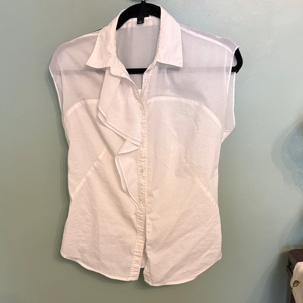 Ann Taylor White Ruffled Blouse